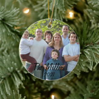 Custom 2-Sided Family Photo Christmas  Ceramic Orn Ornament