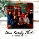 Custom 2-sided Family Photo Christmas Ornament<br><div class="desc">Customize your yearly Christmas Ornament with your own photo,  name and the year!  Use a photo for each side. Perfect for your yearly family photo and as a gift to parents,  grandparents,  or for yourself!</div>