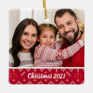 Custom 2-Sided Family Photo Nordic Christmas Ceram Ceramic Ornament