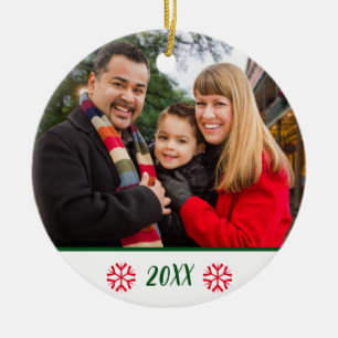 Custom 2-Sided Family Photo Snowflake Christmas Ceramic Ornament