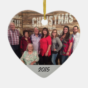 Custom 2-Sided Simple Family Photo Christmas Ceramic Ornament