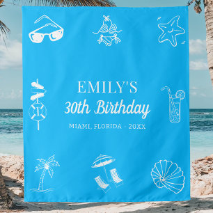 Custom 30th 40th 50th Beach Theme Birthday Party Tapestry