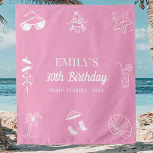Custom 30th 40th 50th Beach Theme Birthday Party Tapestry