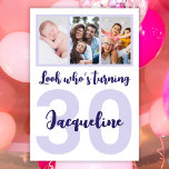 Custom 30th Birthday Purple Script Photo Collage Invitation<br><div class="desc">Put a smile on a face with this custom 30th birthday modern script photo collage Invitation. - Simply click to personalise this design 🔥 My promises - This design is unique and is designed with you in mind 🙏 Thank you for supporting my small business - If you would like...</div>