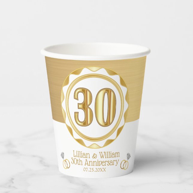 Custom 30th Golden Anniversary or Birthday, etc... Paper Cups (Front)