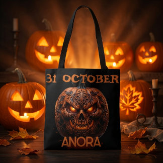 CUSTOM 31 October Scary Pumpkin Halloween Tote Bag