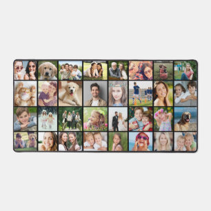 Custom 32 Photo Collage Black Desk Mat
