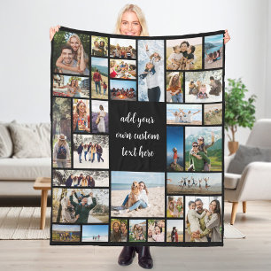 Custom 32 Photo Collage Fleece Blanket