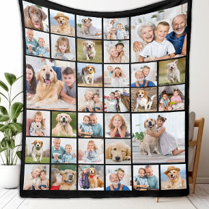 Custom 33 Photo Collage Modern Personalised  Fleece Blanket