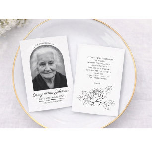 Custom 3.5" x 2.5" Funeral Photo Card with Prayer