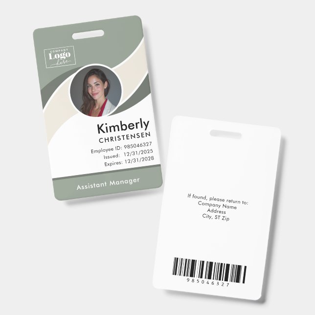 Custom 3 Colour Modern Corporate Employee ID Badge (Front & Back)