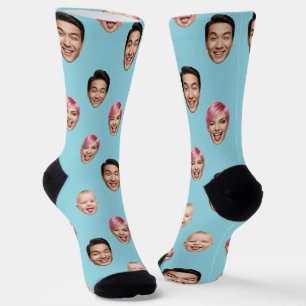 Custom 3 Face Photo – Funny Personalised Gift Socks
