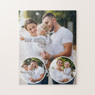 Custom 3 Family Photo Collage  Jigsaw Puzzle