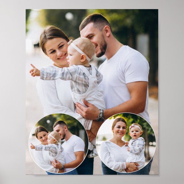 Custom 3 Family Photo Collage  Poster (Front)