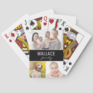 Custom 3 Family Photos Simple collage Playing Cards