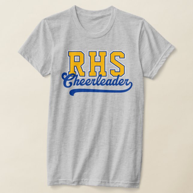 Custom 3 Letter High School Initials Cheerleader T-Shirt (Laydown)