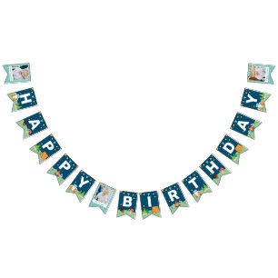 Custom 3 Photo Camping Birthday Camp Out Party Bunting