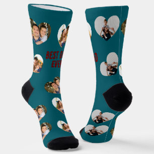 Custom 3 Photo Collage Best Dad Ever  Socks