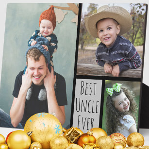 Custom 3 Photo Collage Best Uncle Ever   Plaque