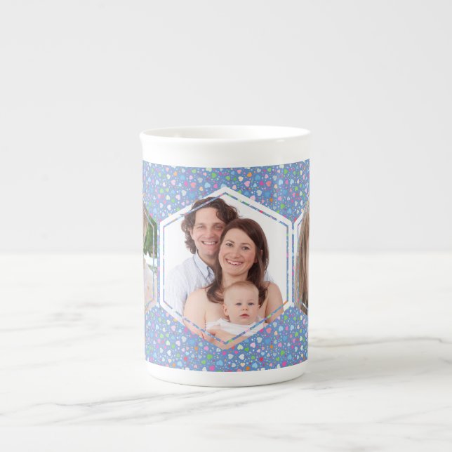 Custom 3-Photo Collage Bone China Mug (Front)