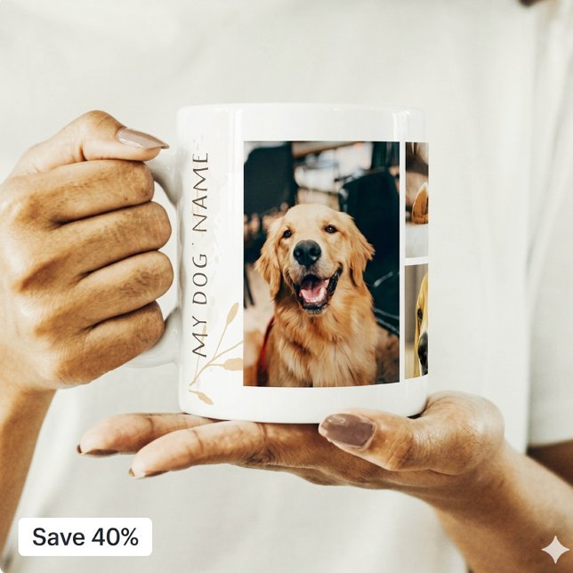 Custom 3 Photo Collage Dog Remembrance Coffee Mug (Creator Uploaded)