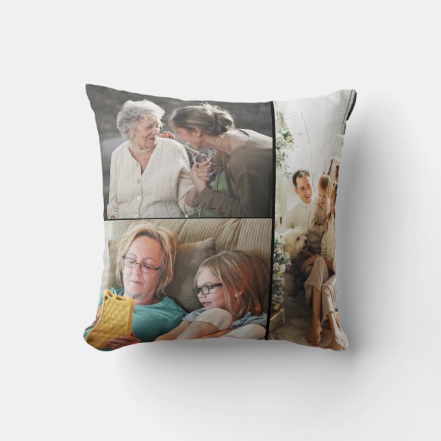 Custom 3 Photo Collage Family Cushion (Front)