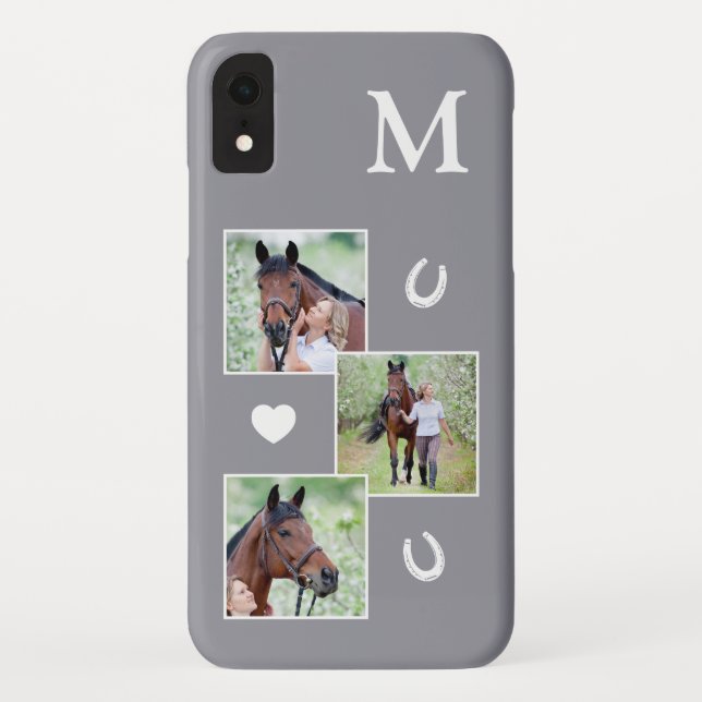 Custom 3 Photo Grey Horse Case-Mate iPhone Case (Back)