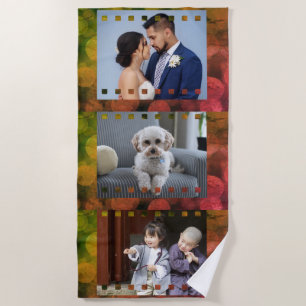 Custom 3 Photo Personalised Picture Film Beach Towel