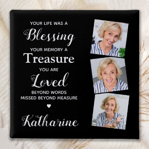 Custom 3 Photo Remembrance Memorial Funeral 15 Cm Square Badge