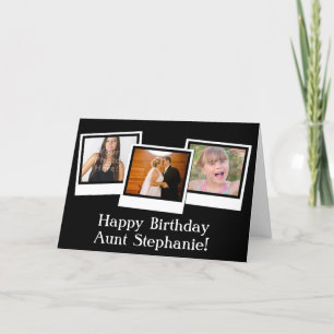 Custom 3-Photo Snapshot Frames Colour Birthday Car Card