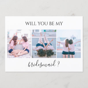 Custom 3 Photo Will You Be My Bridesmaid Card
