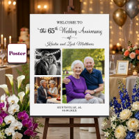 Custom 3 Photos 65th Wedding Anniversary Welcome