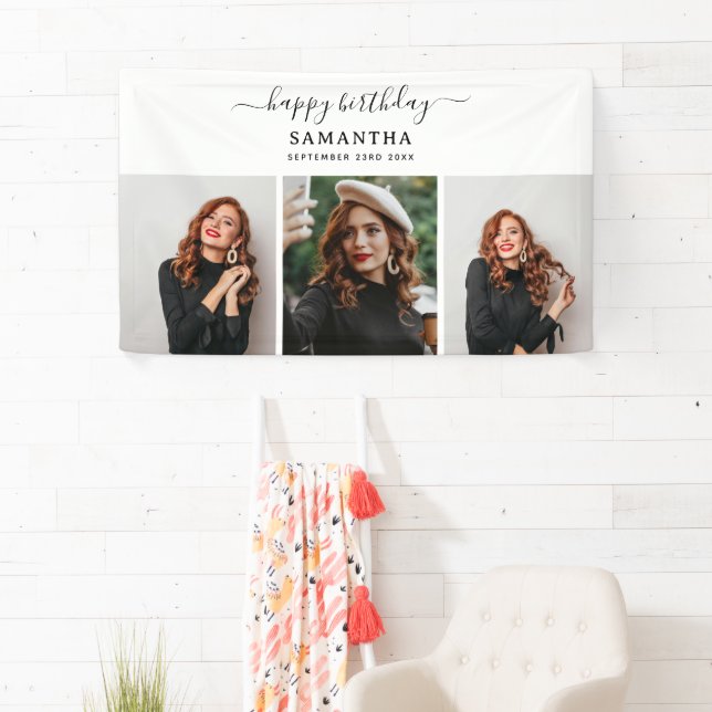 Custom 3 Photos Birthday Party Selfie Picture Banner (Insitu)