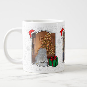 Custom 3 Photos Christmas Pet Santa Claus Hat Large Coffee Mug