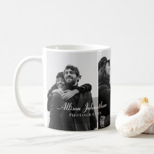 custom 3 photos modern script photography coffee mug
