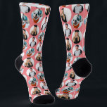Custom 3 Photos Pattern Pink Socks<br><div class="desc">Personalised 3 Photos Pattern Pink Socks</div>