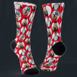Custom 3 Photos Pattern Red Socks<br><div class="desc">Personalised 3 Photos Pattern Blue Socks</div>