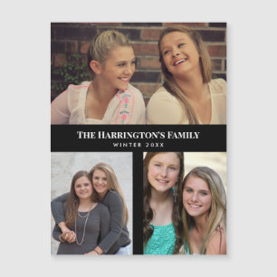 Custom 3 Sections Family Photo Collage Black Frame
