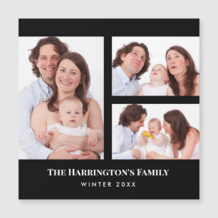 Custom 3 Sections Family Photo Collage Black Frame