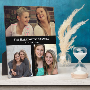 Custom 3 Sections Family Photo Collage Black Frame