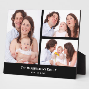 Custom 3 Sections Family Photo Collage Black Frame