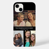 Custom 3 Sections Family Photo Collage Black Frame