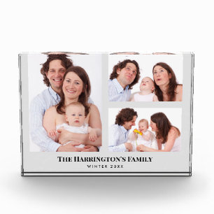 Custom 3 Sections Family Photos Collage Grey Frame
