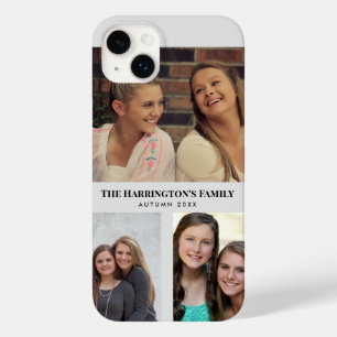 Custom 3 Sections Family Photos Collage Grey Frame Case-Mate iPhone 14 Plus Case