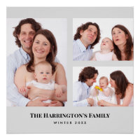 Custom 3 Sections Family Photos Collage Grey Frame
