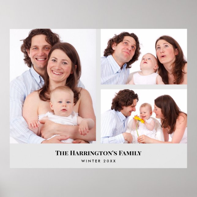 Custom 3 Sections Family Photos Collage Rectangle  Poster (Front)