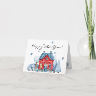 Custom-3 sides Whimsical New Year  Holiday Card