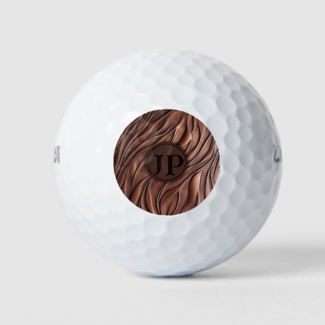 Custom 3D Copper Metalic Molten Wave Golf Balls (Front)
