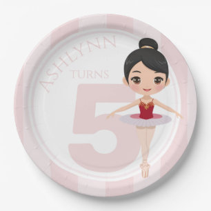 Custom 3D Cute Red Ballerina for Girls Birthday Paper Plate