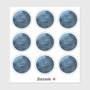 Custom 3D editable Blue foil certificate seal